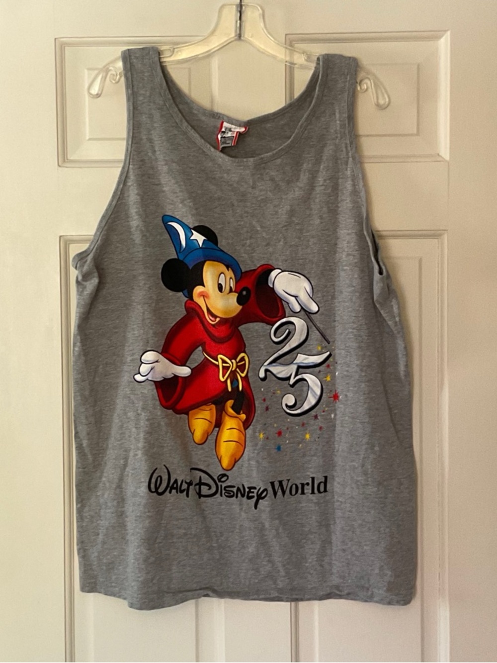VTG Walt Disney World 25th Anniversary Tank Top Mickey Mouse Gray Men’s L Unisex
